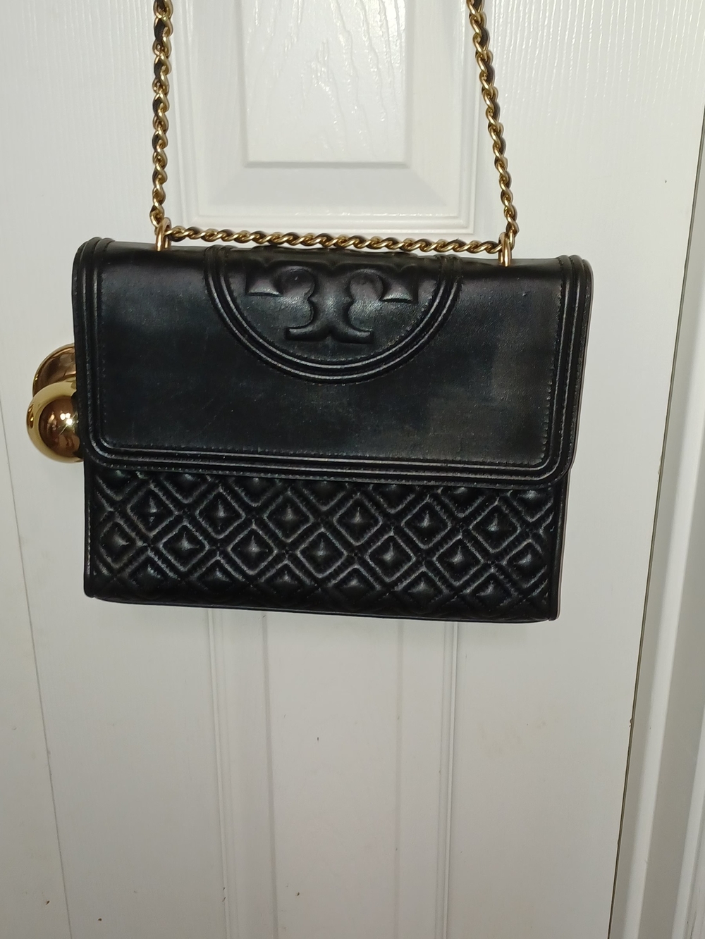 Tory Burch Black Quilted Leather Chain Shoulder Bag